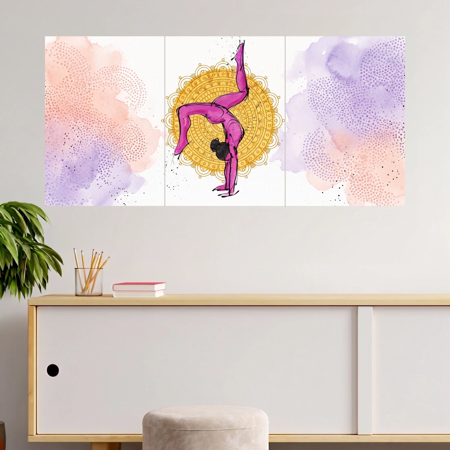 Advanced Yoga Balance Pose | Mandala Watercolour  |3 Posters