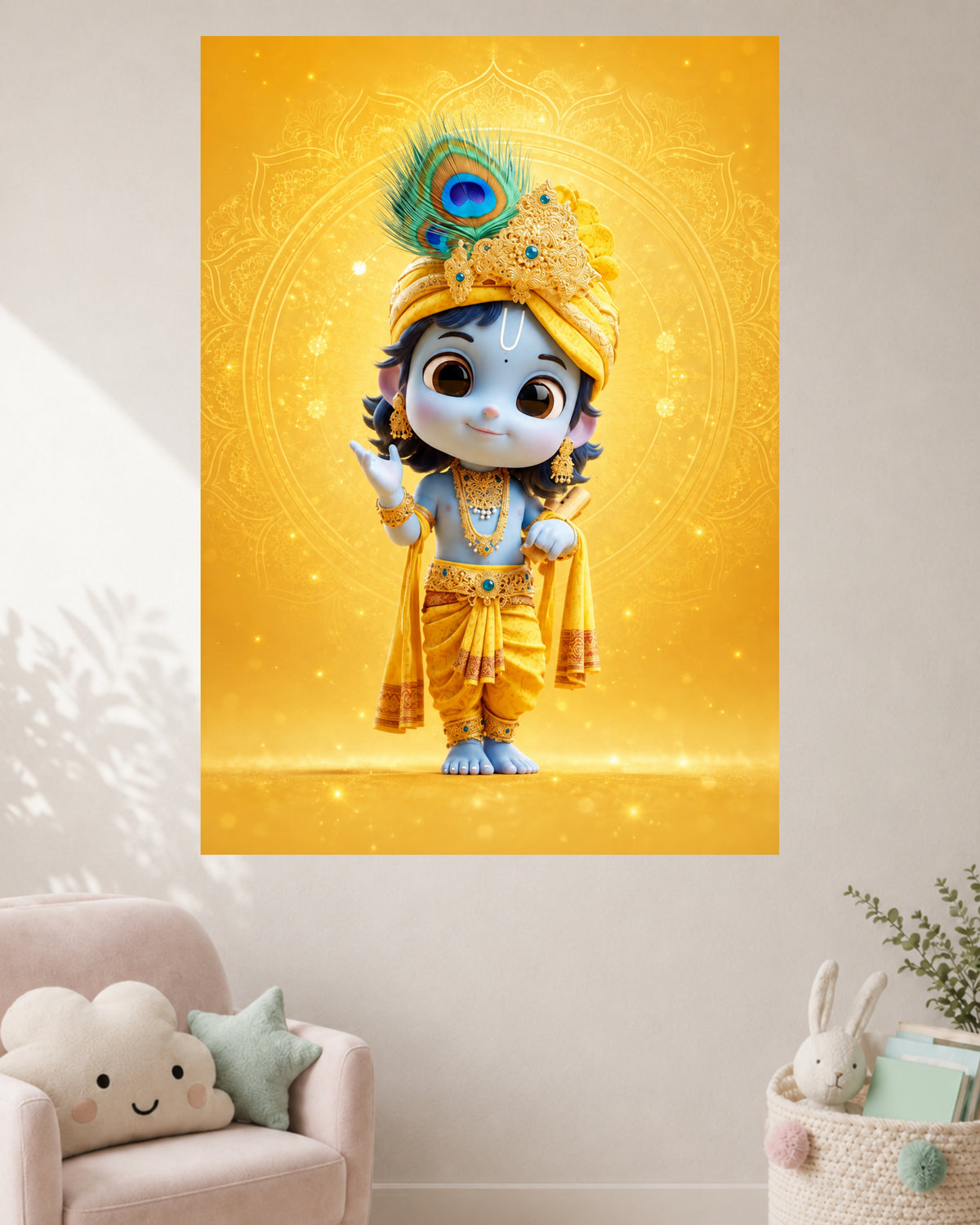 Cute Bal Krishna  | Baby Krishna Kids Wall Poster | 1 Poster