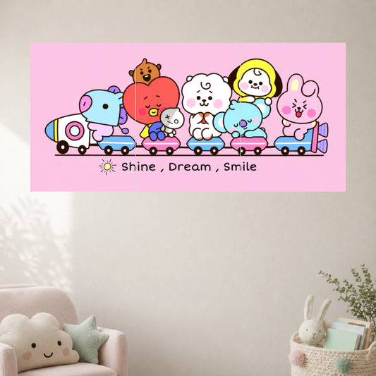 Shine Dream Smile | Cute Cartoon Wall Poster | 3 Posters