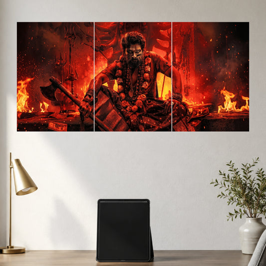 Fiery Warrior with Battle Axe | Dark Cinematic Wall Poster | Set of 3 Posters