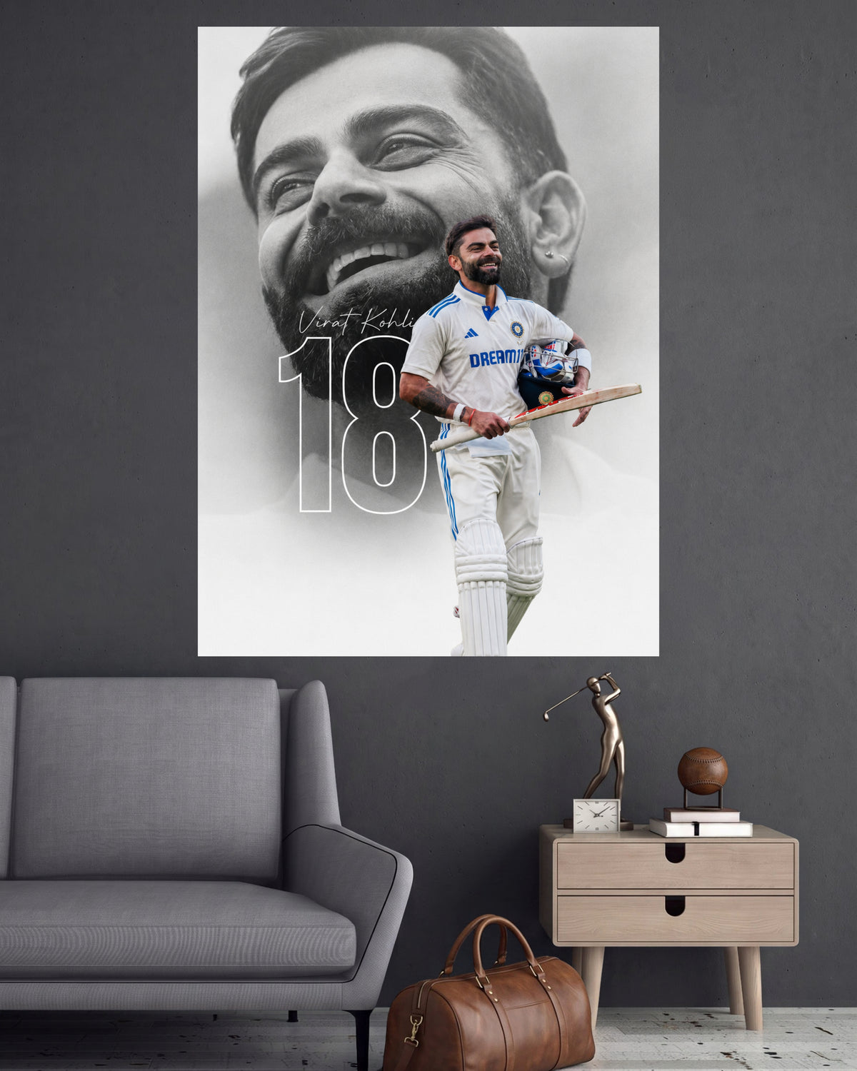 Virat Kohli 18 | Indian Cricket Wall Poster | 1 Poster