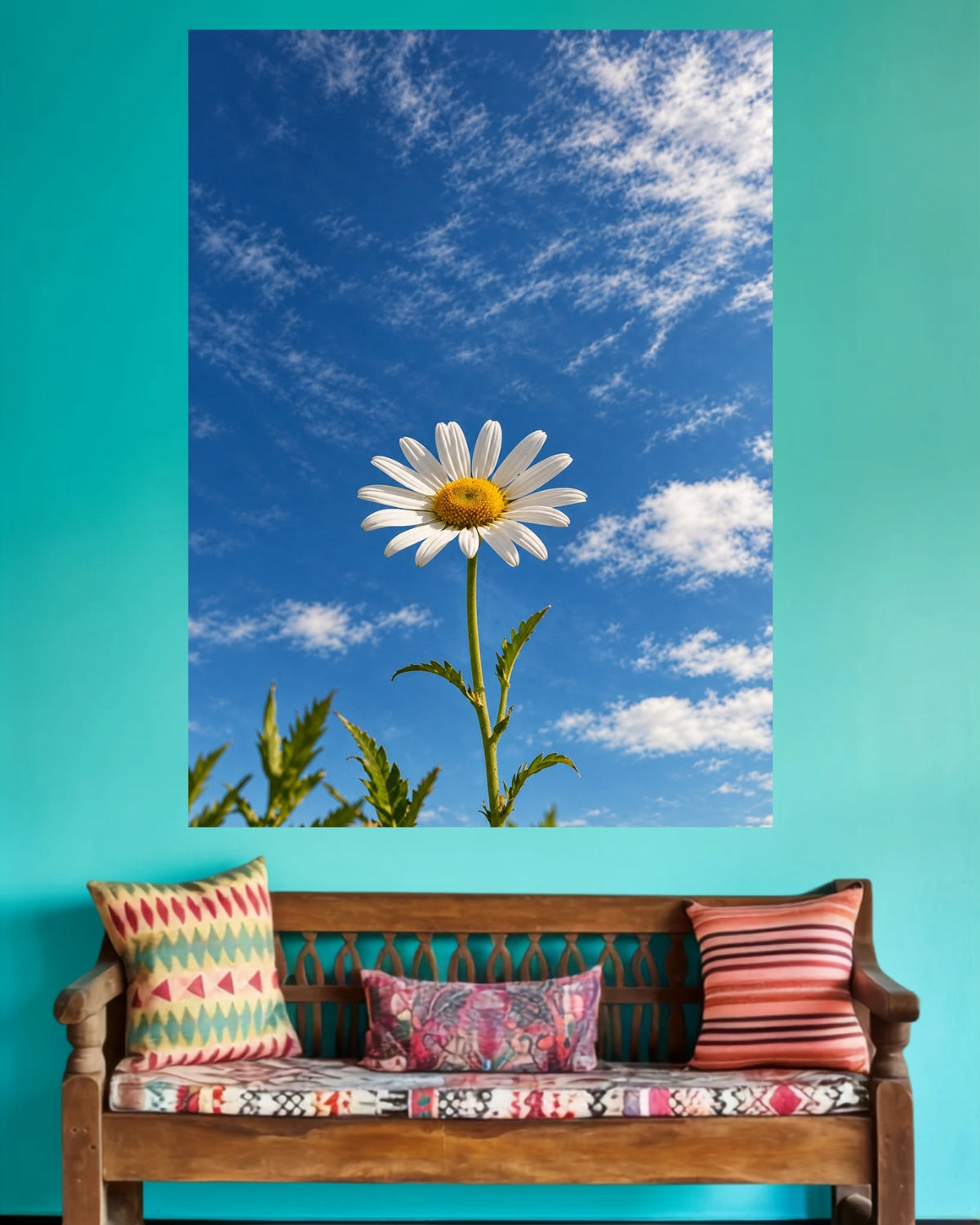 White Daisy & Blue Sky | Home Decor Wall Poster | 1 Poster