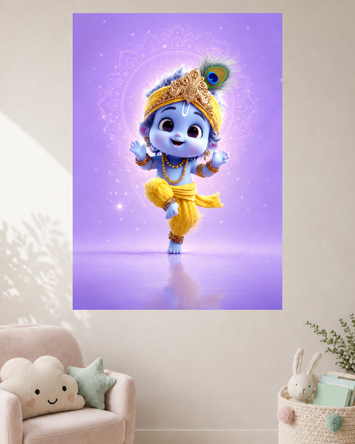 Cute Dancing Bal Krishna | Baby Krishna Kids Wall Poster | 1 Poster