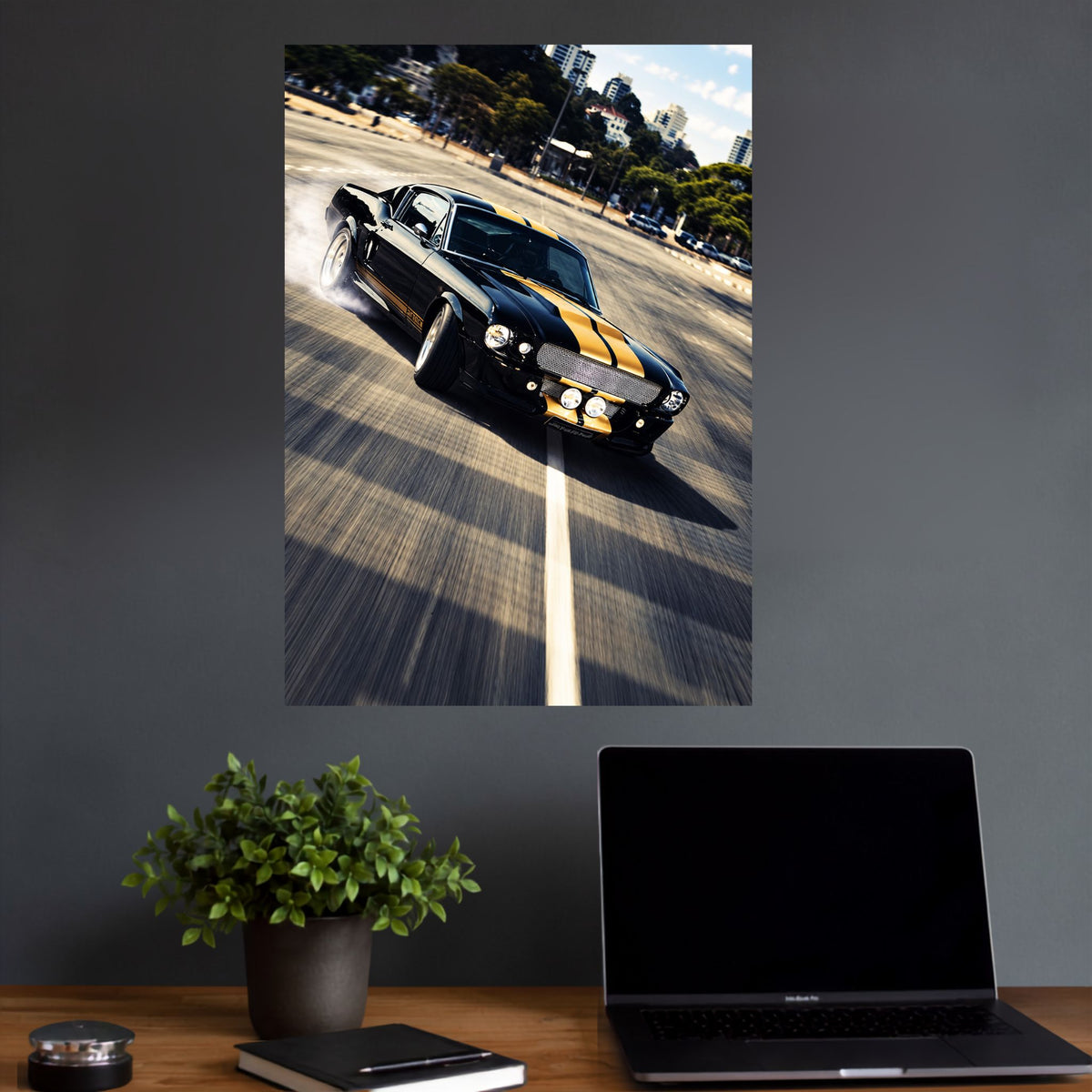 Black & Gold Classic Muscle Car | Vintage Automobile Wall Poster | 1 Poster