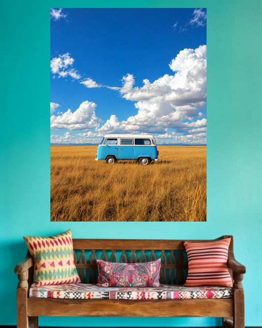Blue Vintage Van | Home Decor Wall Poster | 1 Poster