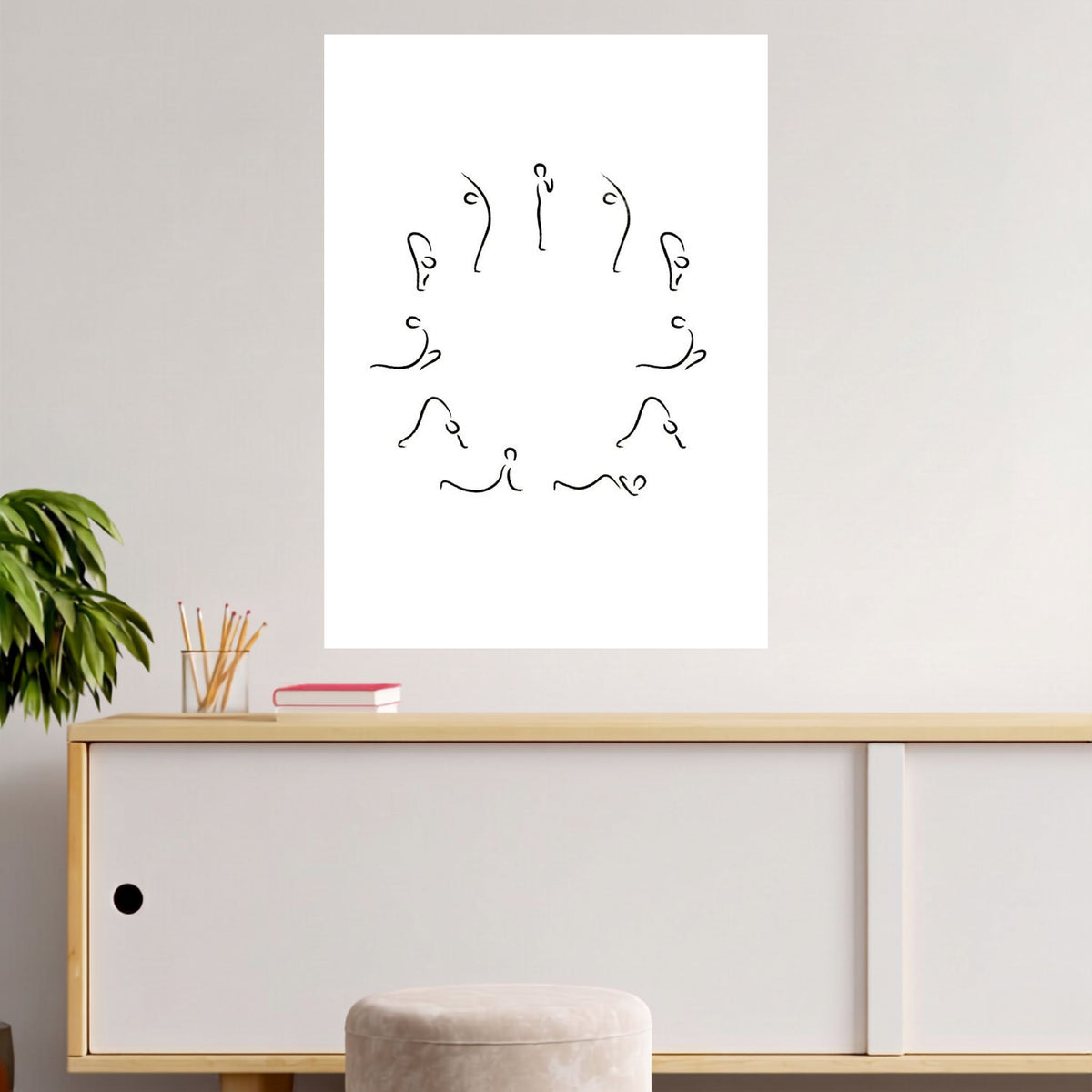 Yoga Flow Poses | Minimal Line Art Yoga Wall Poster | 1 Poster
