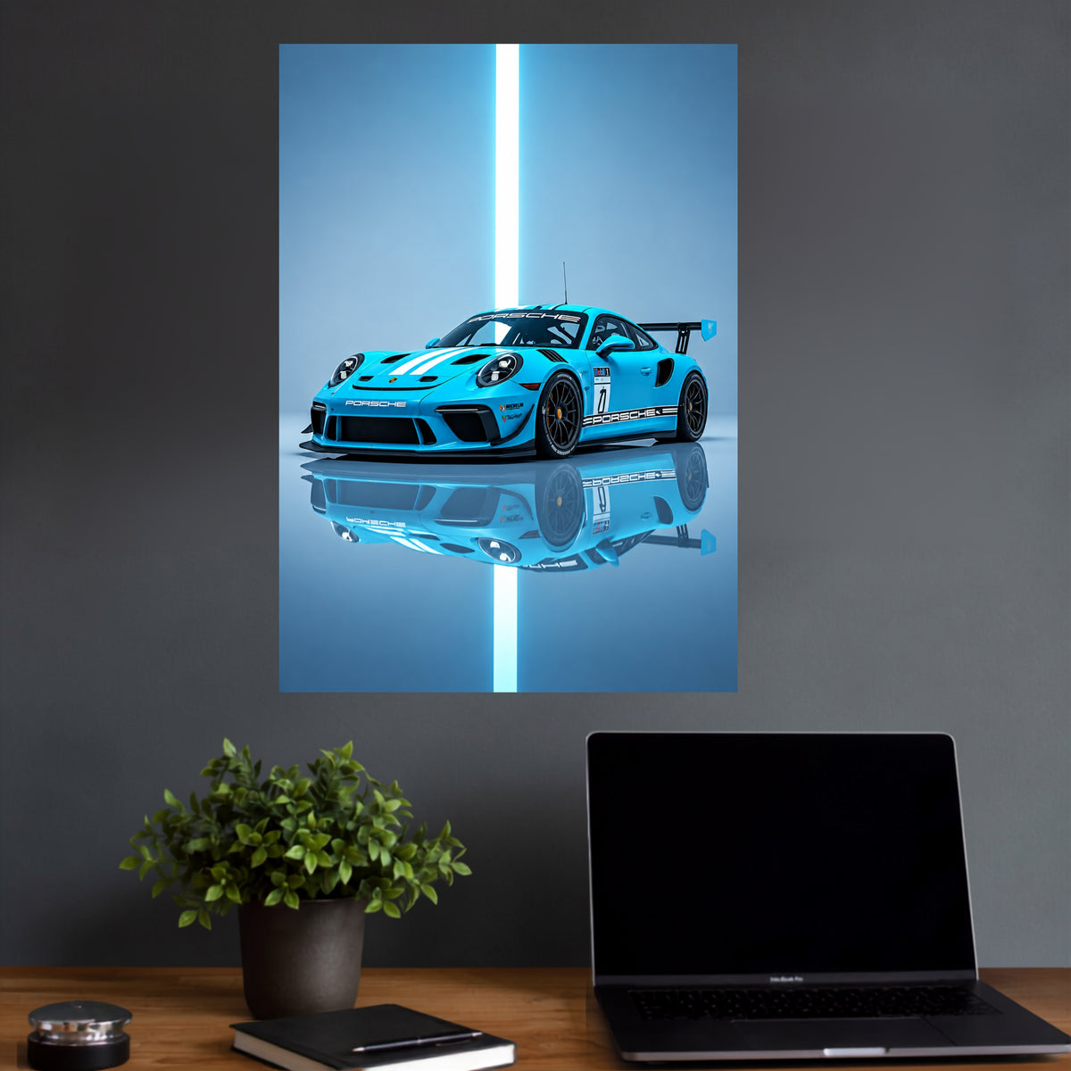 Porsche 911 GT3 RS | Blue Sports Car Automobile Wall Poster | 1 Poster