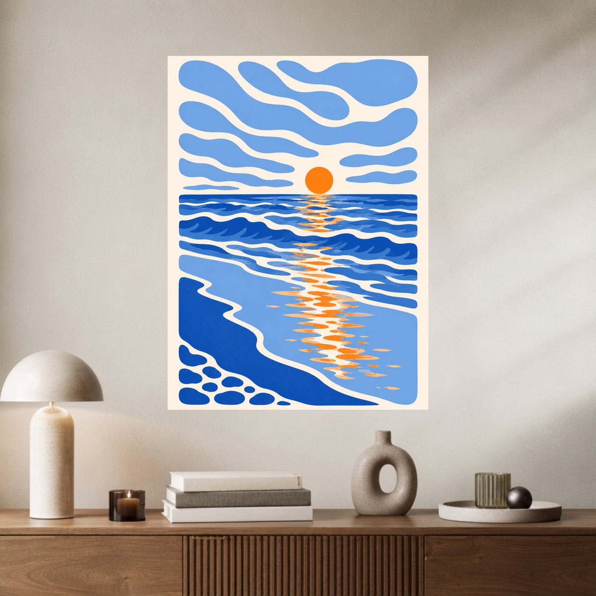 Ocean Sunset | Blue & Orange Aesthetic Wall Poster | 1 Poster