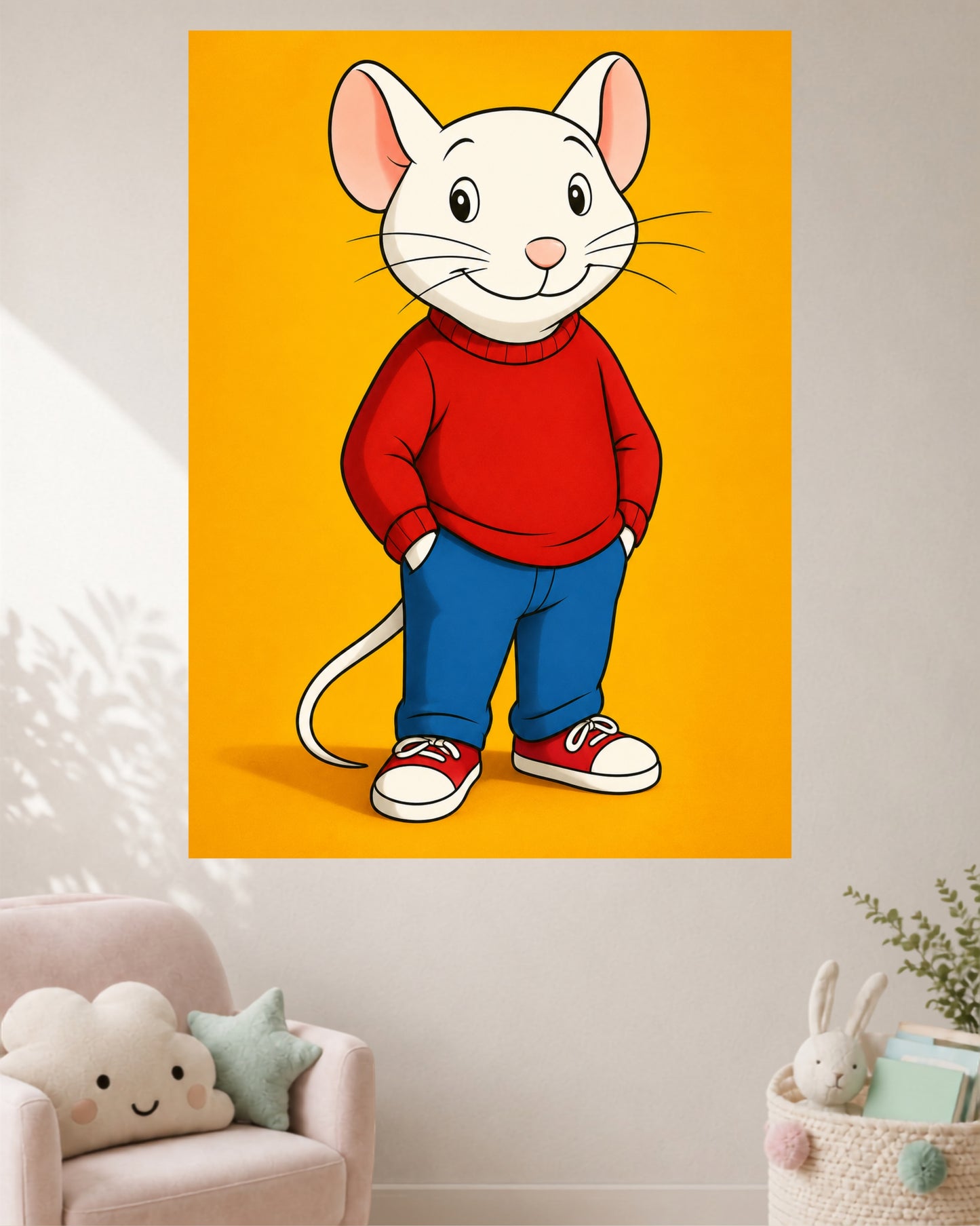 Cute White Mouse | Cartoon Animal Kids Wall Poster | 1 Poster