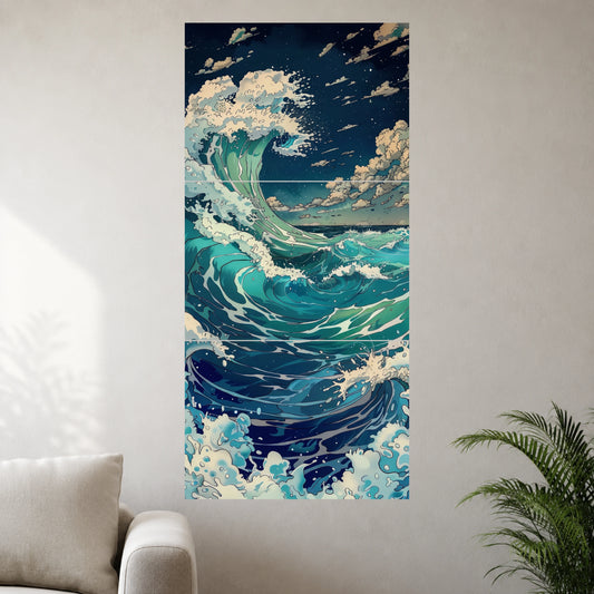 Japanese Ocean Waves | Blue Sea Wall Poster | 3 Posters