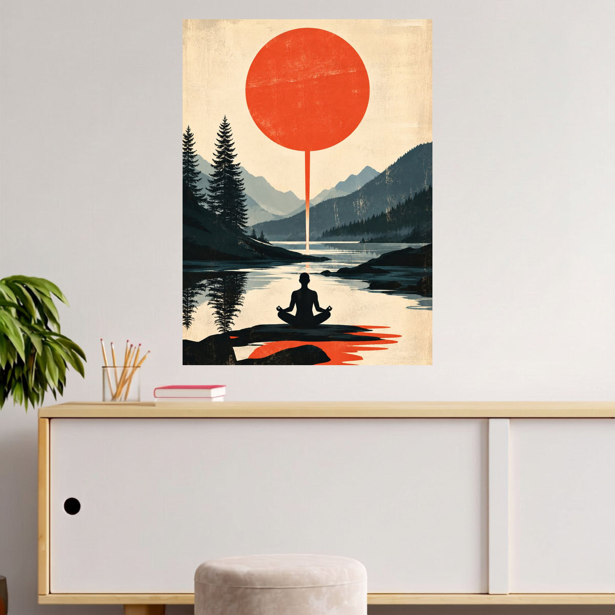 Yoga by the Lake | Peaceful Yoga Wall Poster | 1 Poster