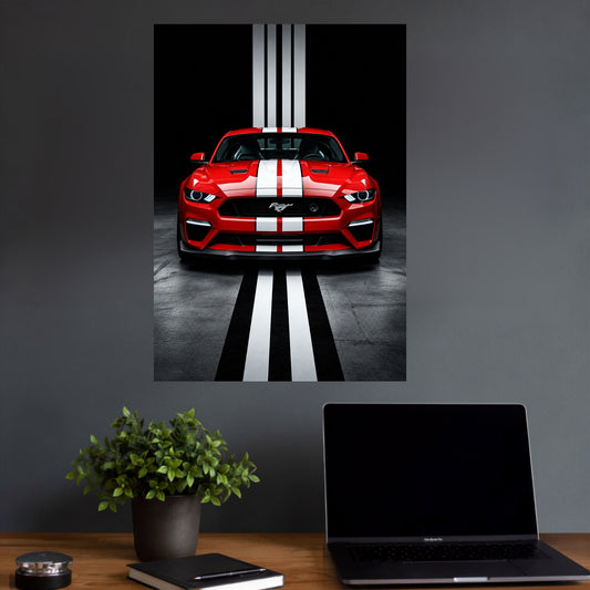 Red Mustang | American Muscle Car Wall Poster | 1 Poster