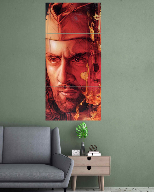 Intense Musician Portrait with Guitar | Cinematic Wall Poster | 3 Posters
