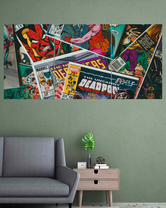 Marvel Comic Book Collage | Superhero Wall Poster |  3 Posters