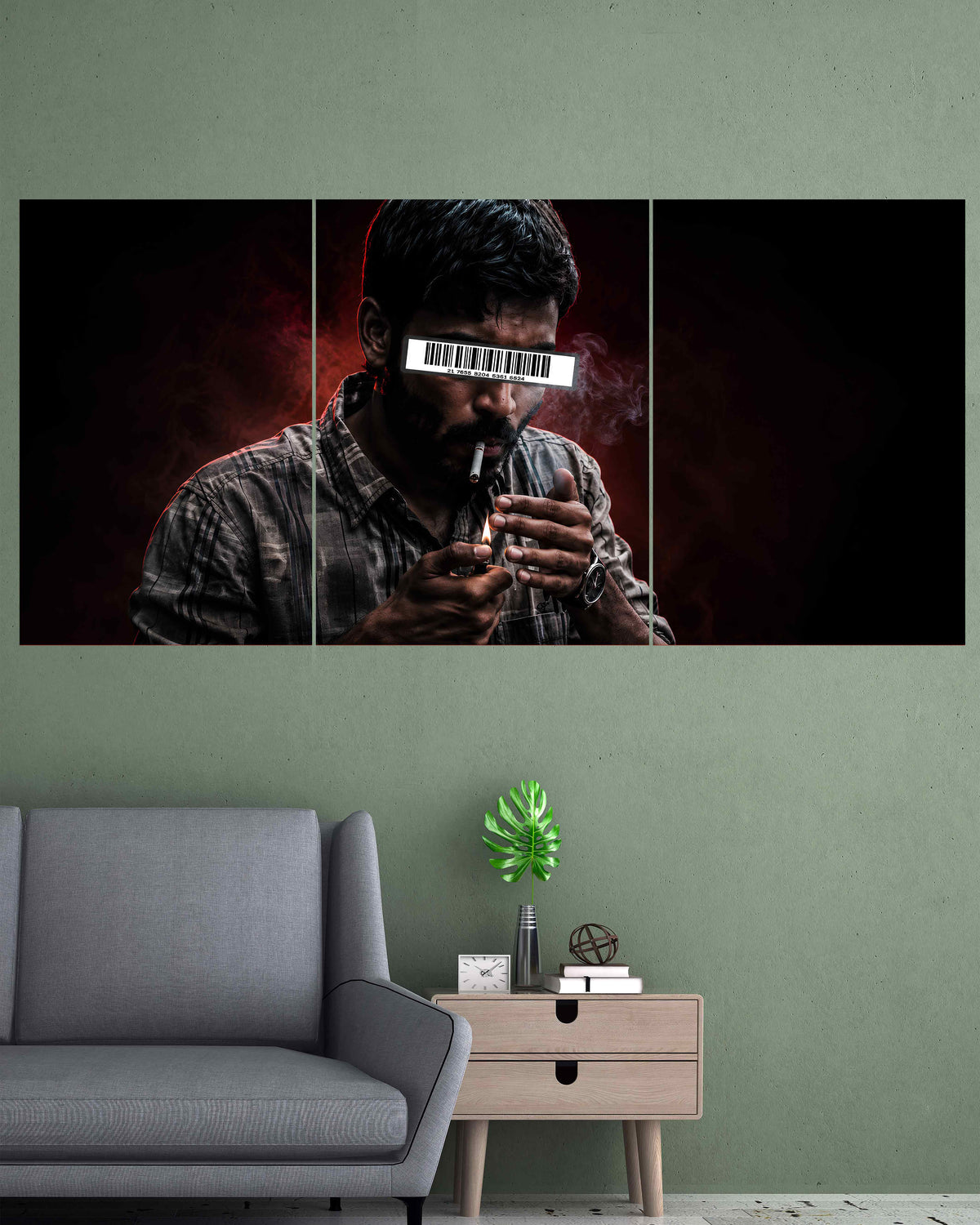 Barcode Eyes Rebel | Dark Cinematic Wall Poster |  3 Posters