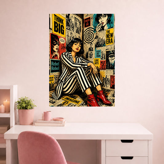 Think Big Fashion Girl Wall Poster | Retro Pop Art | Modern Aesthetic Wall Art | 1 Poster