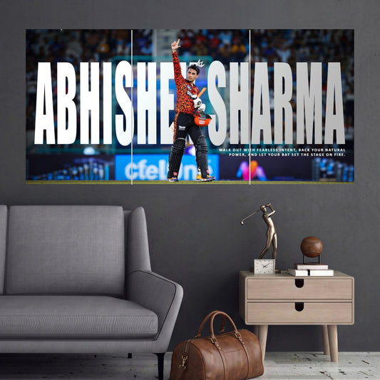 Abhishek Sharma Bold Name Bat Salute 3 Split Cricket Wall Posters