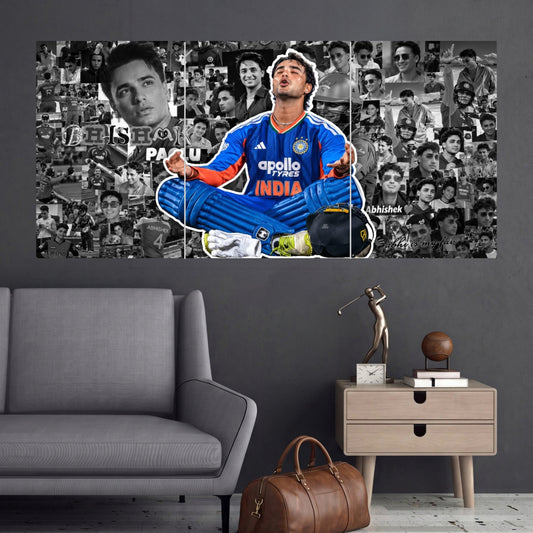 Abhishek Sharma Calm Celebration Collage 3 Split Cricket Wall Posters