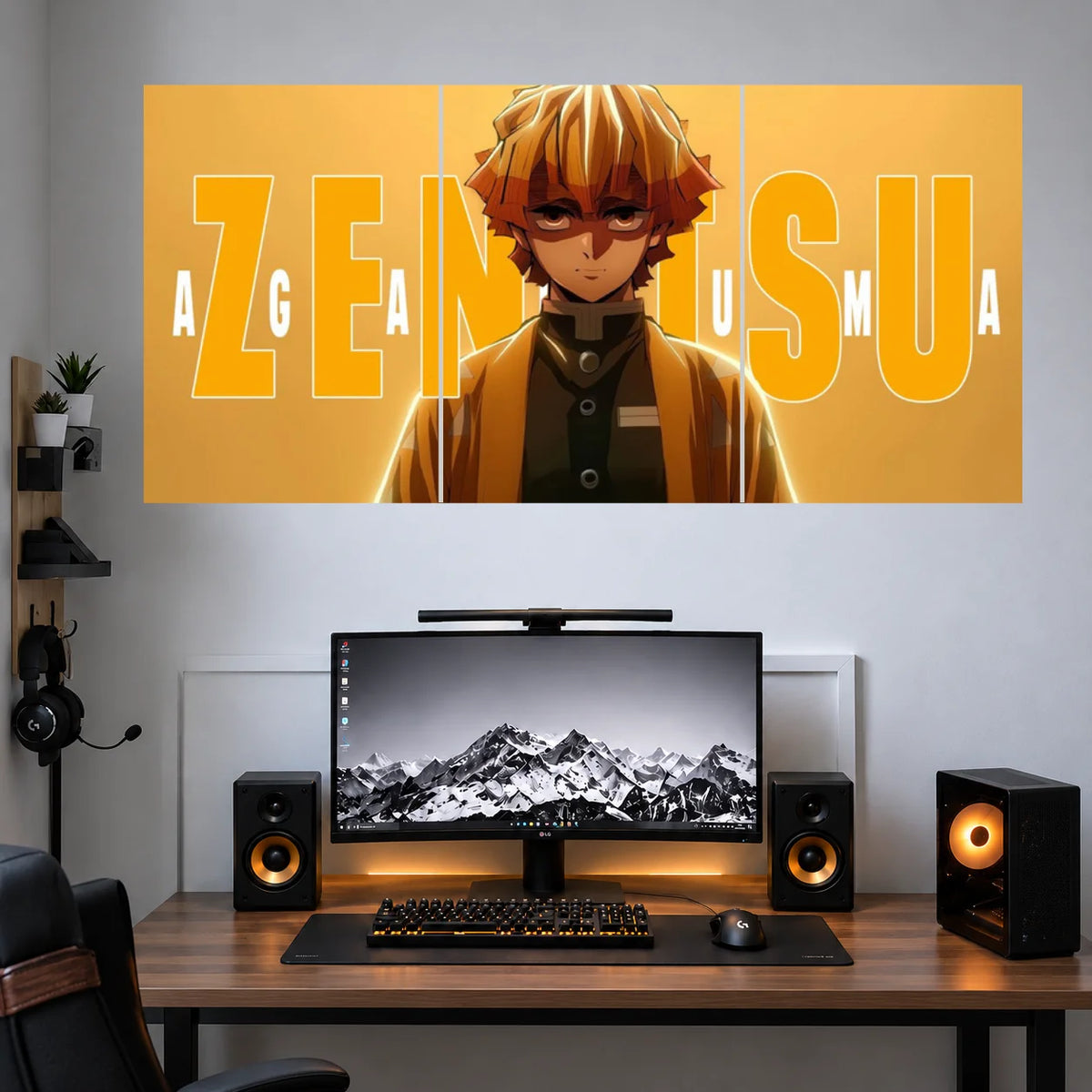 Zenitsu Bold Yellow Typography | Anime 3 split wall posters