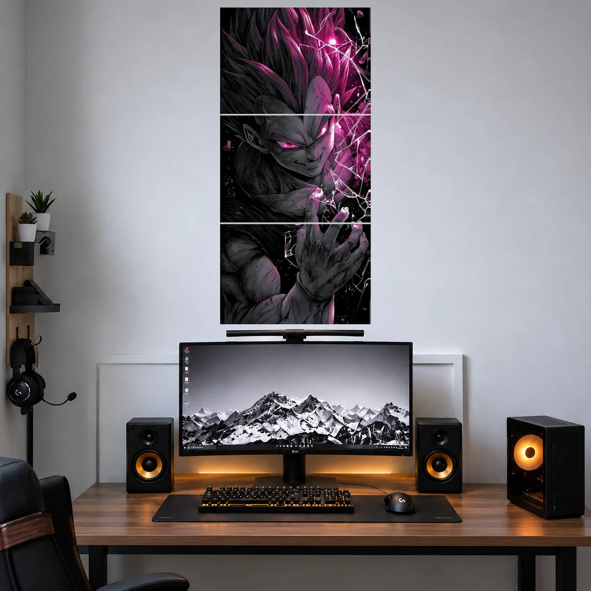 Vegeta Dark Magenta Vertical Panels 3 split poster