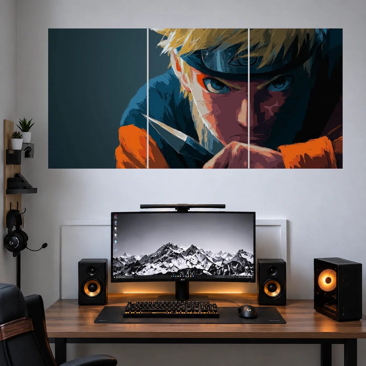 Naruto Blue Orange Quiet Focus anime 3 split wall poster