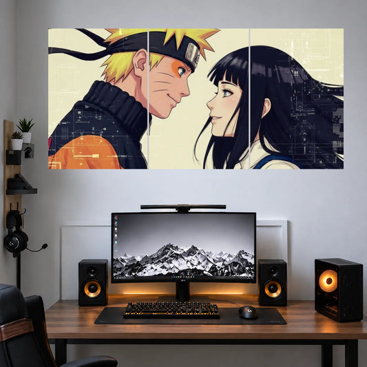 Naruto Hinata Gentle Moment anime 3 split wall poster