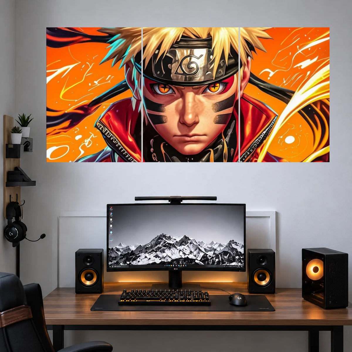 Naruto Fiery Sage Action anime 3 split poster set