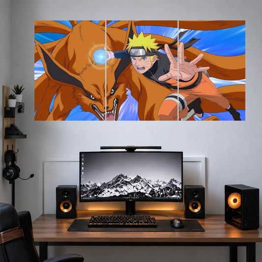 Naruto Kurama Chakra Mode anime 3 split poster set