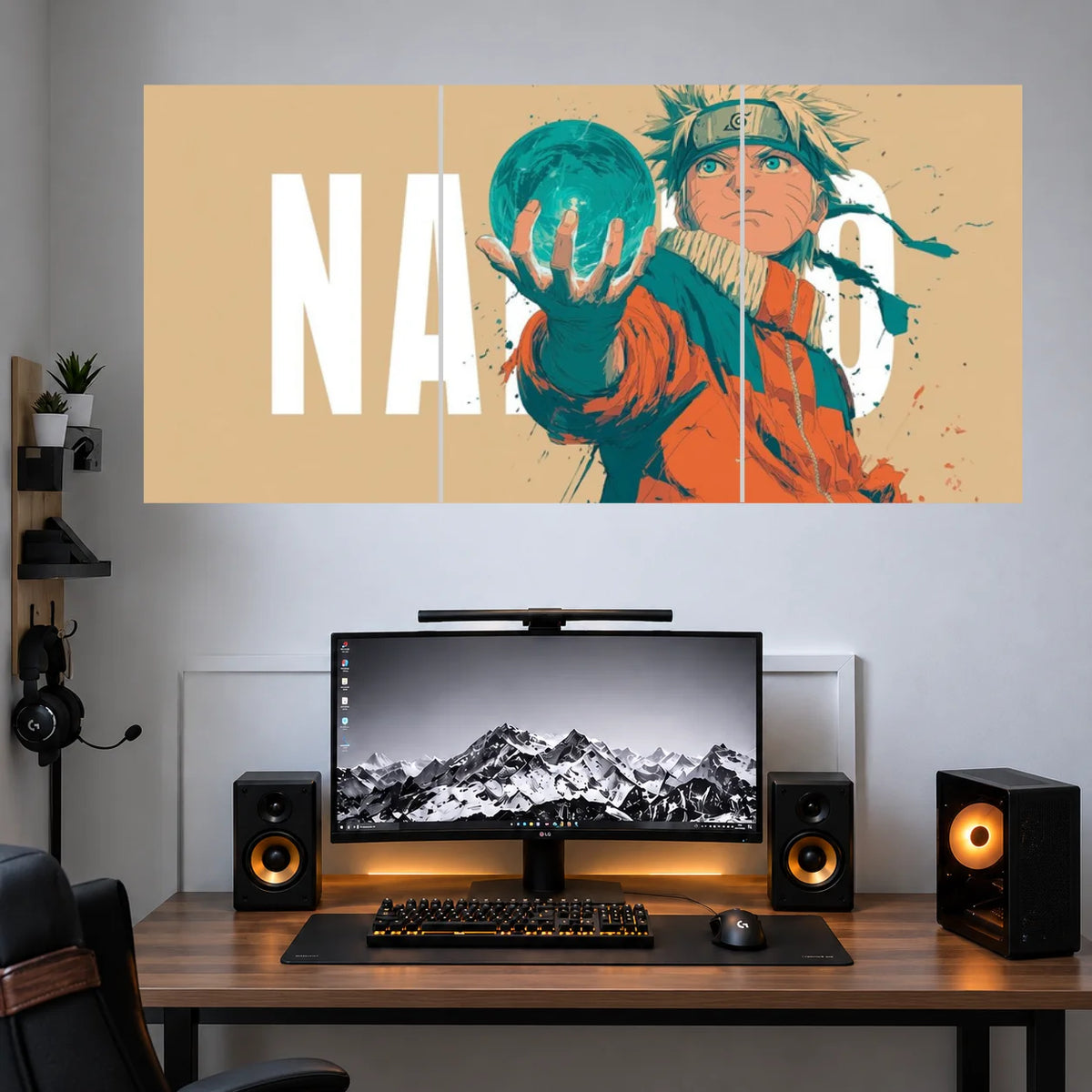 Naruto Bold Orange Manga Cover anime 3 split poster set