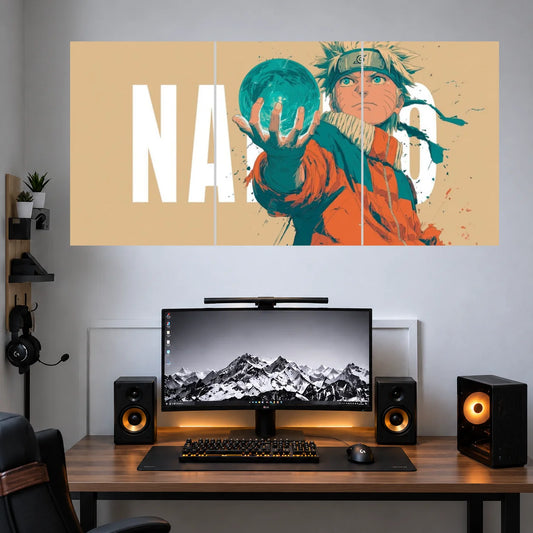 Naruto Bold Orange Manga Cover anime 3 split poster set