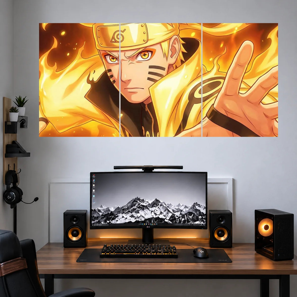 Naruto Golden Sage Glow anime 3 split poster set