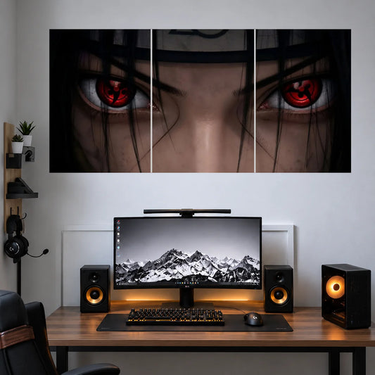 Itachi Red Sharingan Eyes 3 split anime wall poster