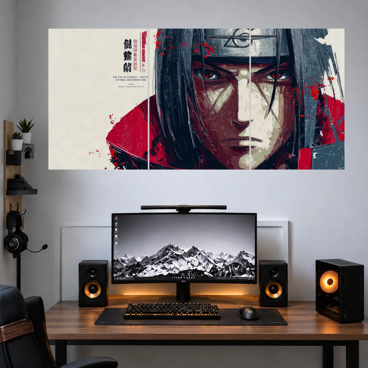 Itachi Crimson Manga Portrait 3 split anime wall poster