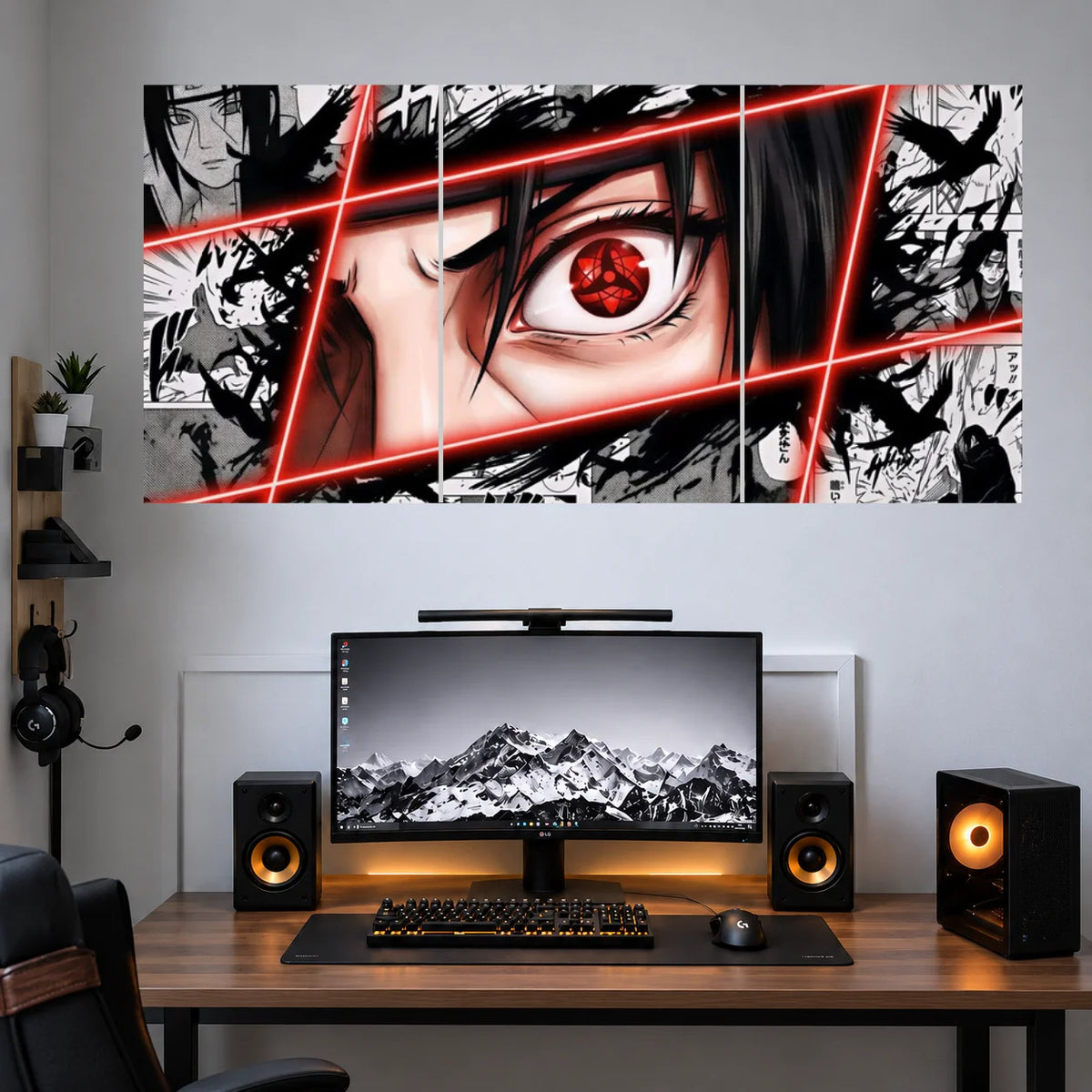 Itachi Sharingan Eye Collage 3 split anime wall poster