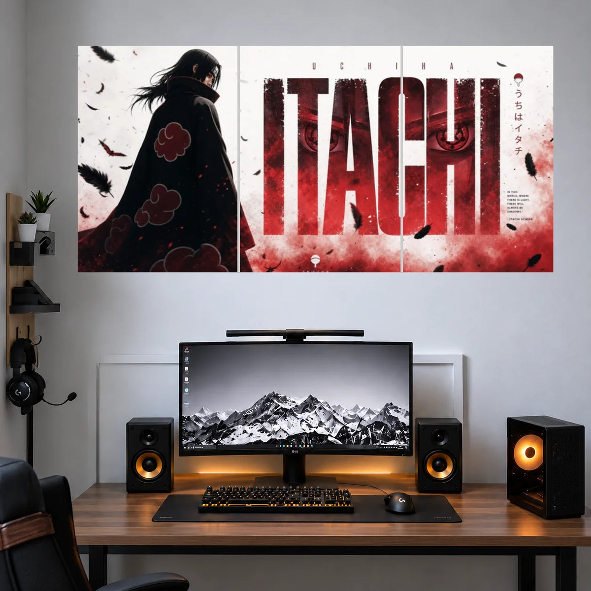 Itachi Bold Red Typography 3 split anime wall poster