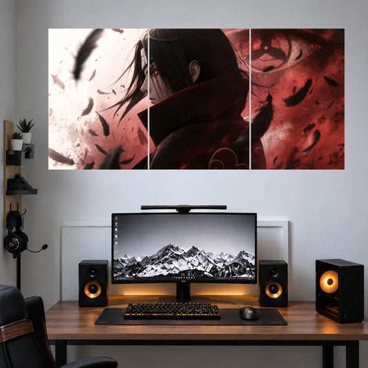 Itachi Crimson Eye Closeup 3 split anime wall poster