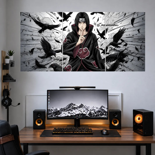 Itachi Monochrome Ravens 3 split anime wall poster