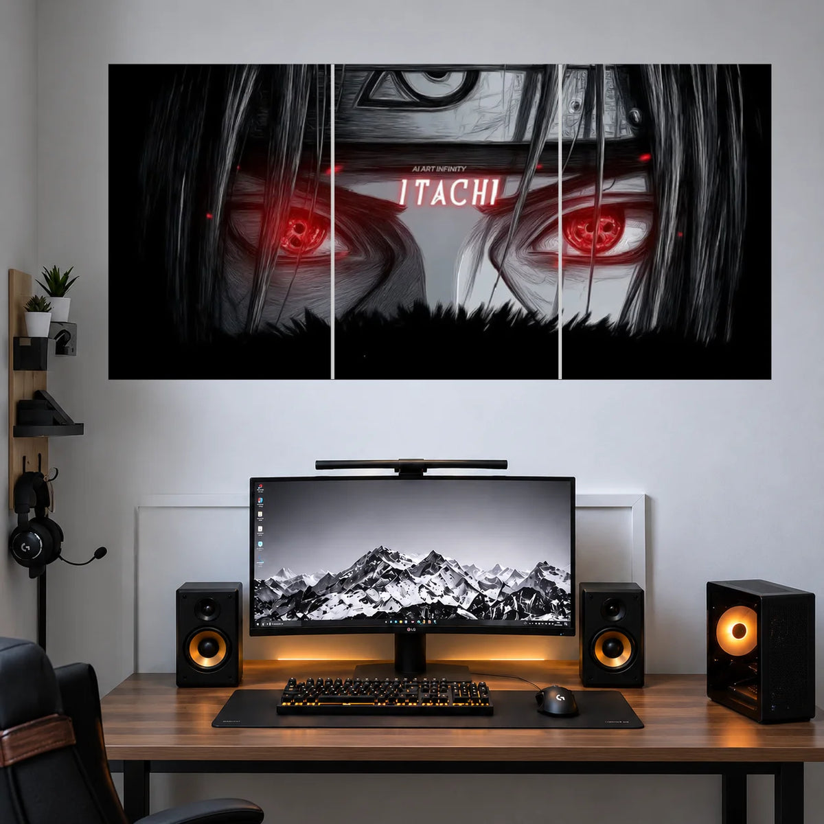 Itachi Black Red Eye Panels anime 3 split posters