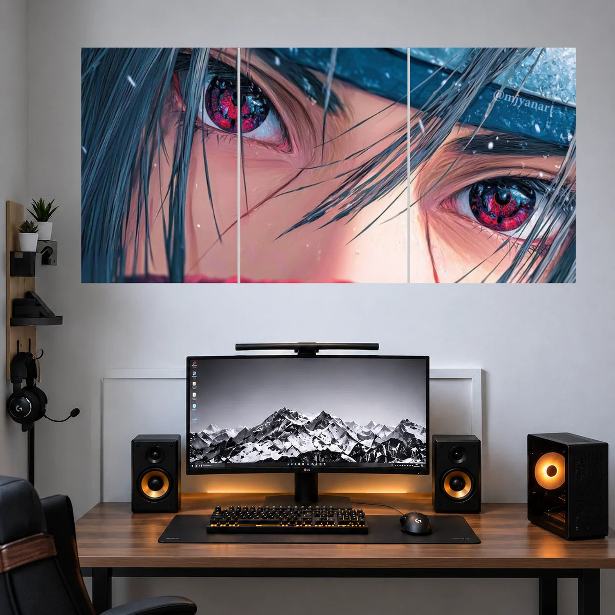 Itachi Turquoise Sharingan Closeup anime 3 split posters