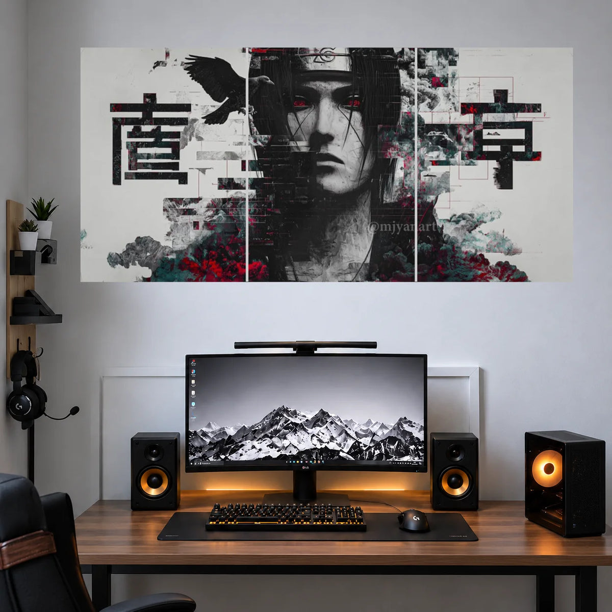 Itachi Monochrome Japanese Typography anime 3 split poster