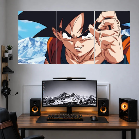 Goku Orange Blue Classic Portrait anime 3 split poster