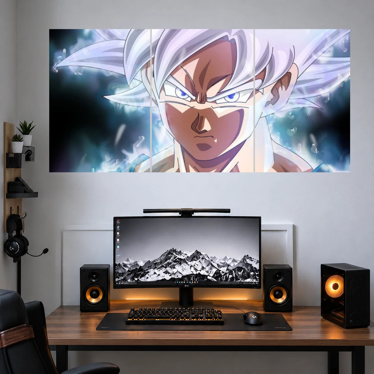 Goku Ultra Instinct Violet Aura anime 3 split poster