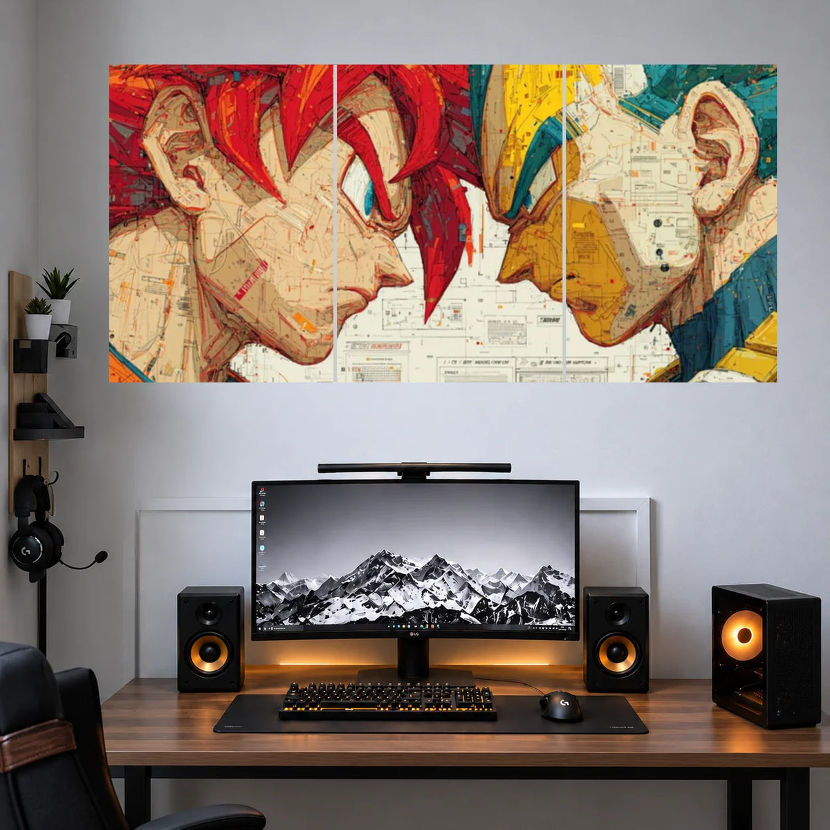 Goku Vegeta Fiery Rivalry anime 3 split poster