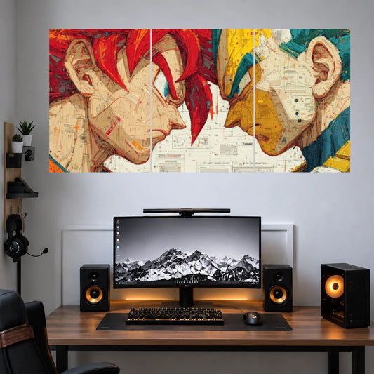 Goku Vegeta Fiery Rivalry anime 3 split poster