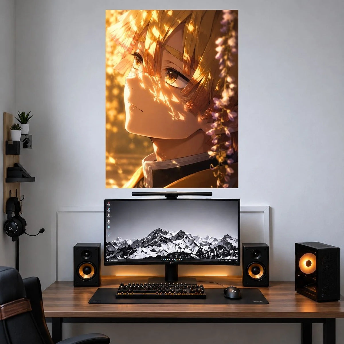 Zenitsu Golden Spark Portrait anime wall poster mockup