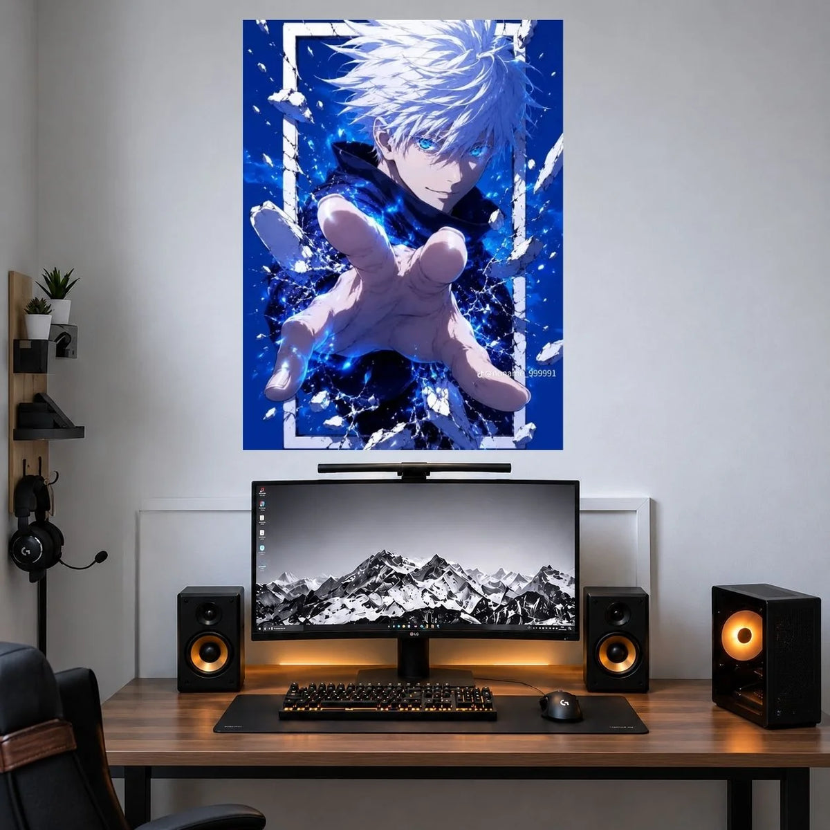 Gojo Blue Jujutsu Battle anime poster mockup