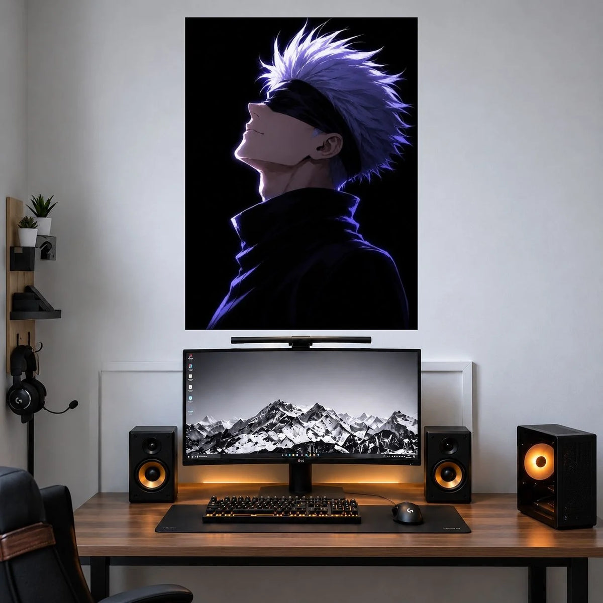 Gojo Purple Night Profile anime poster mockup