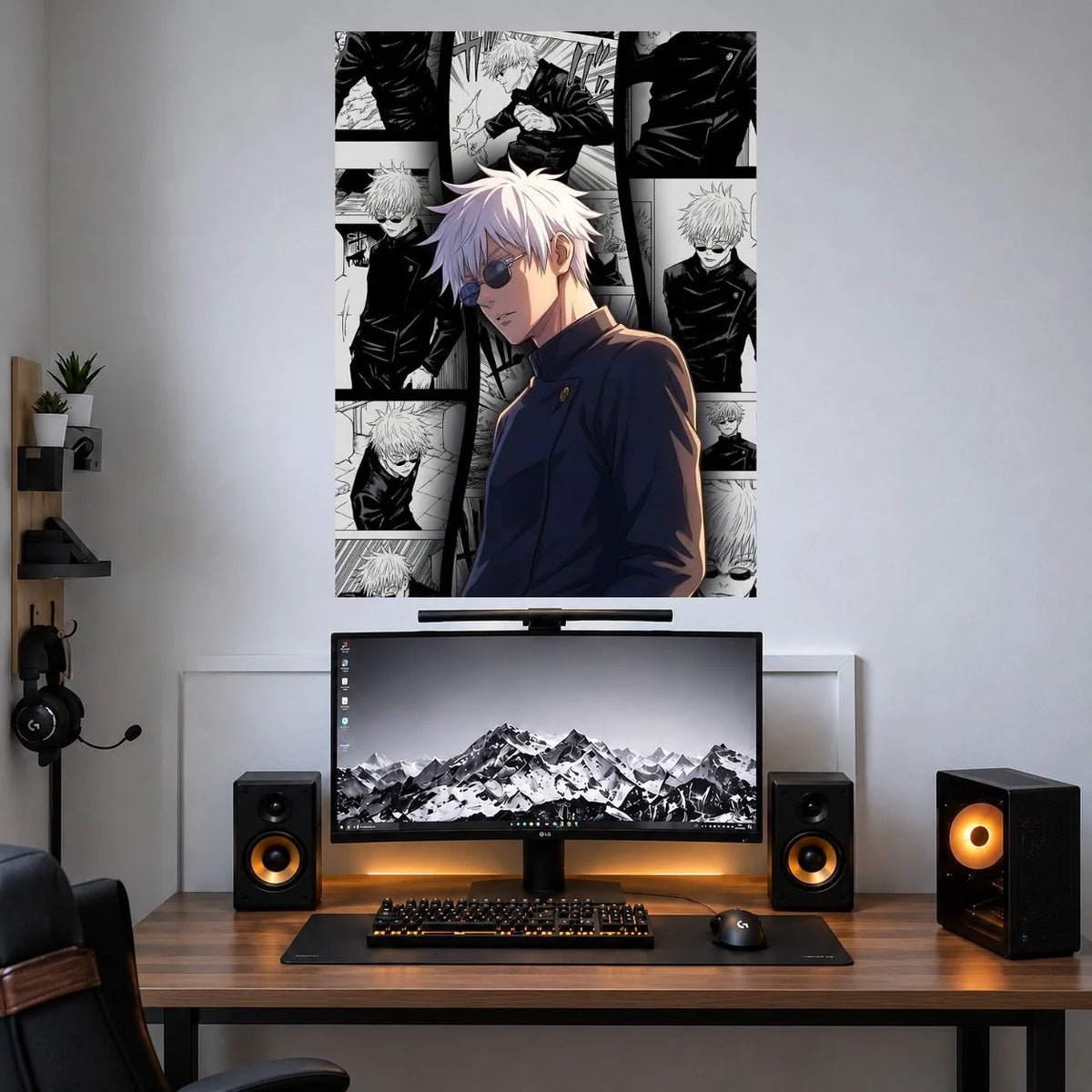 Gojo Manga Wall Collage anime wall poster mockup