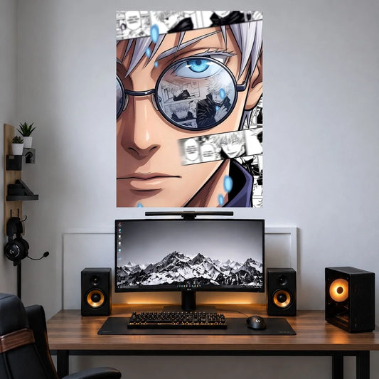 Gojo Eye Reflection anime wall poster mockup