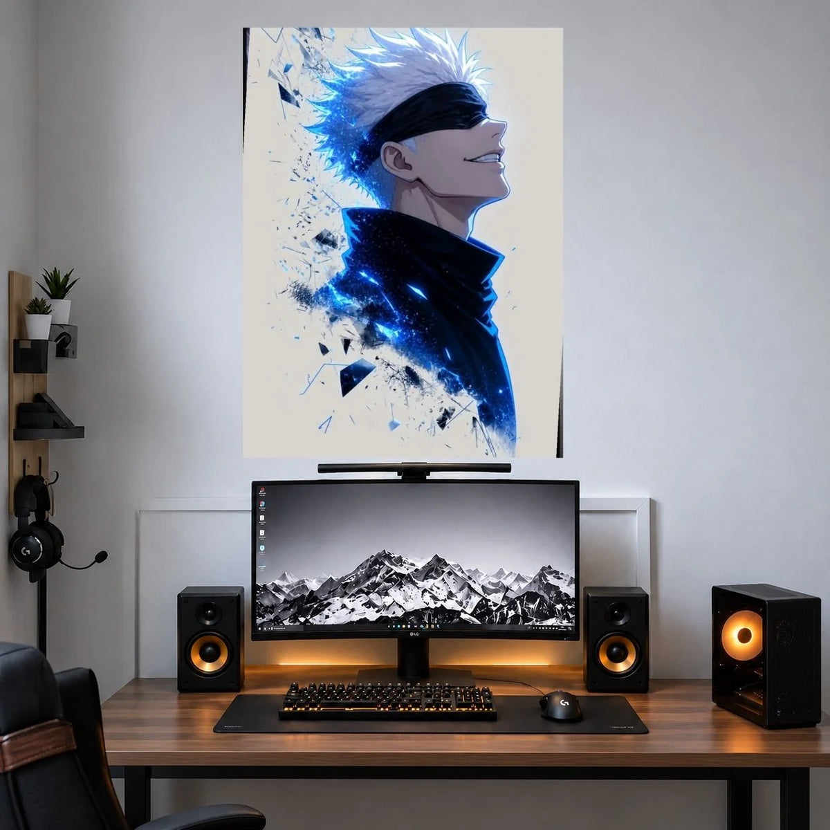 Gojo Blue Ink Profile anime poster mockup